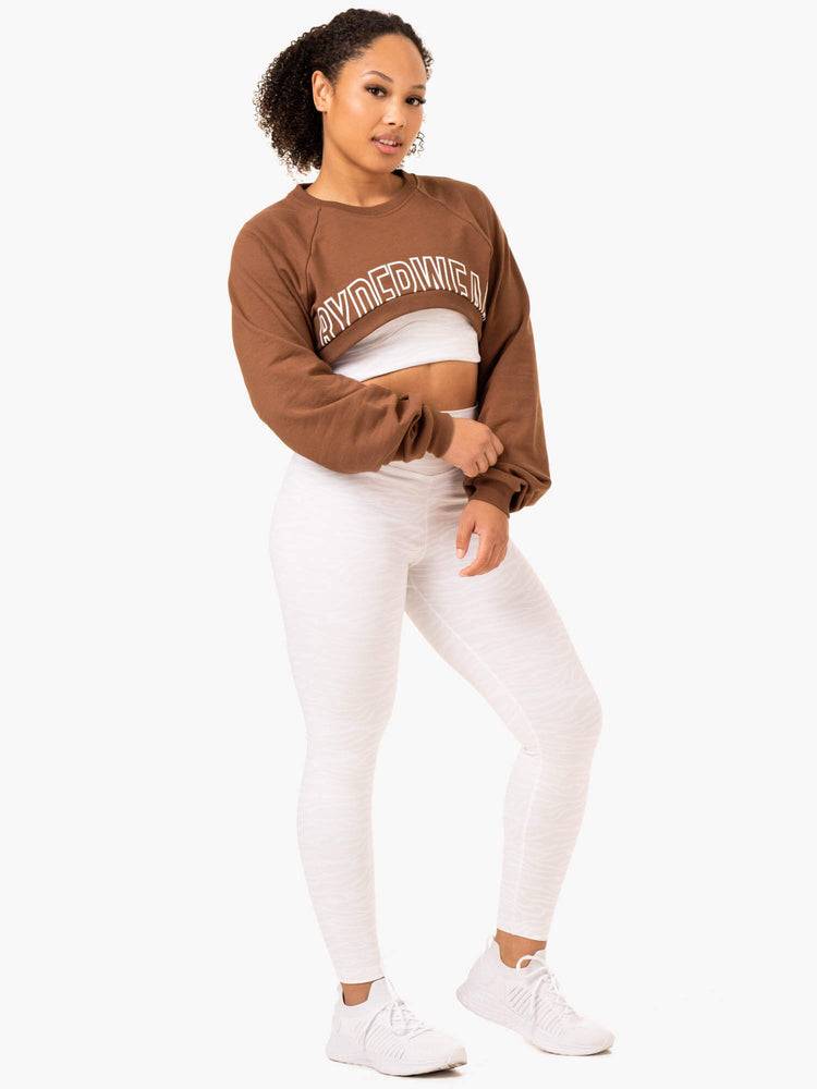 Ryderwear Women Sweaters Emerge Super Crop Women's Sweaters Chocolate | CA1502VD