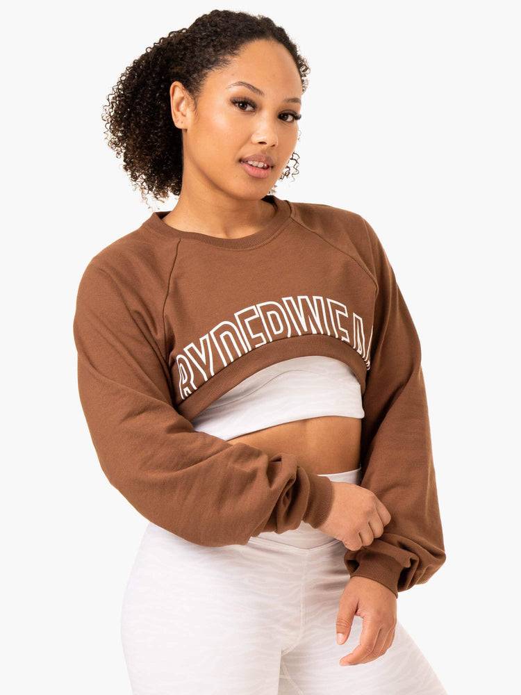 Ryderwear Women Sweaters Emerge Super Crop Women\'s Sweaters Chocolate | CA1502VD