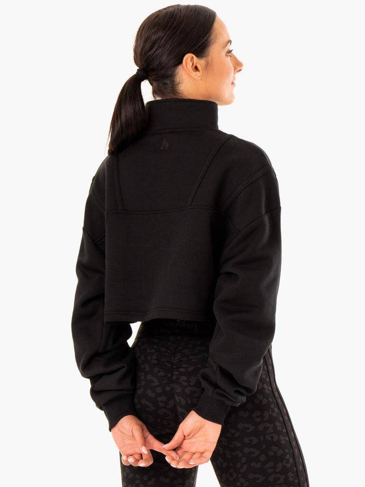 Ryderwear Women Sweaters Evolution Half Zip Women's Sweaters Black | CA1552XF