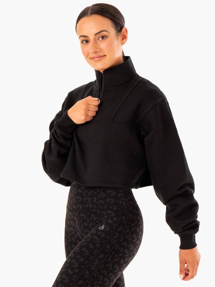 Ryderwear Women Sweaters Evolution Half Zip Women's Sweaters Black | CA1552XF