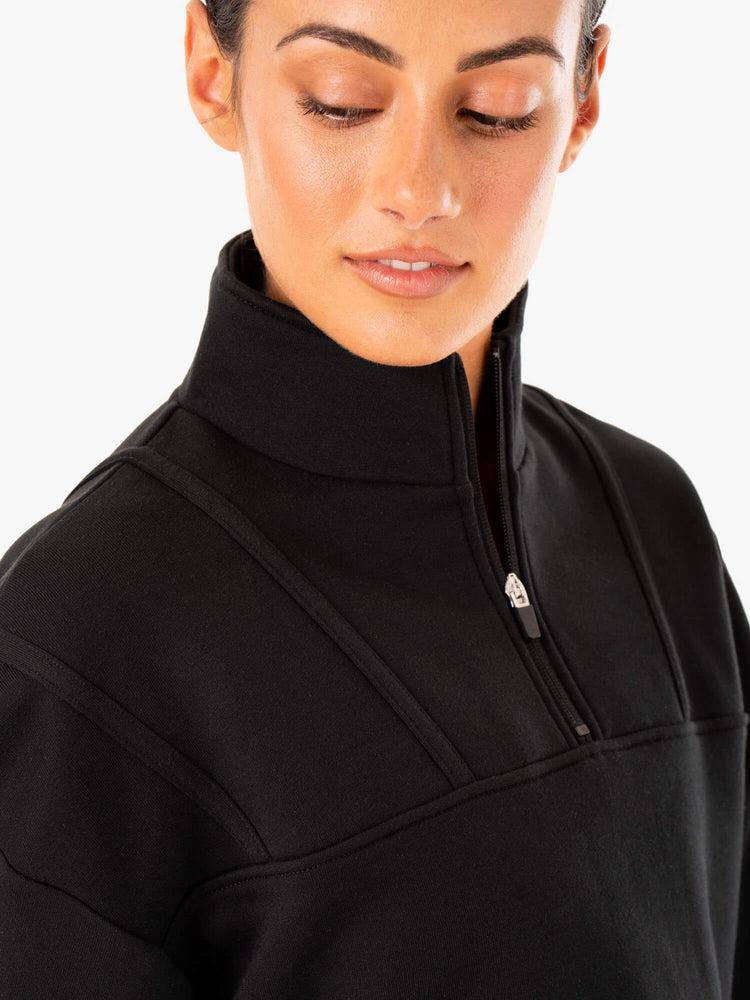 Ryderwear Women Sweaters Evolution Half Zip Women's Sweaters Black | CA1552XF