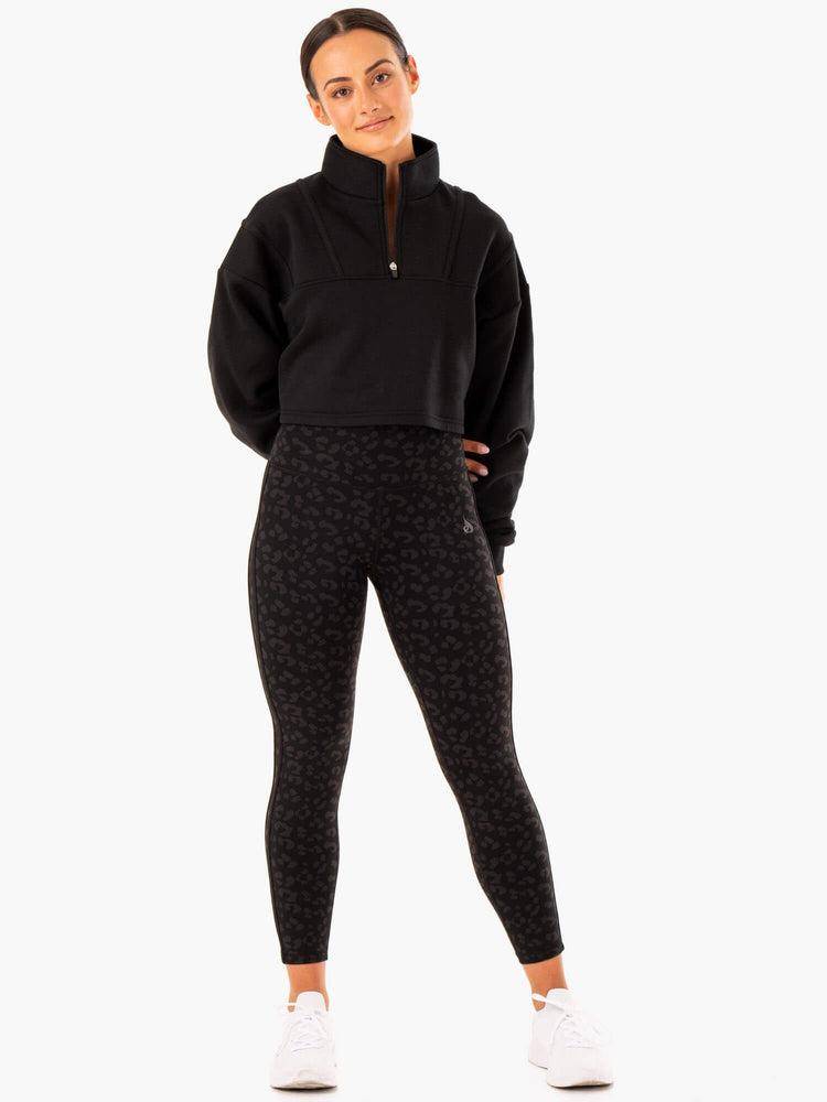 Ryderwear Women Sweaters Evolution Half Zip Women's Sweaters Black | CA1552XF