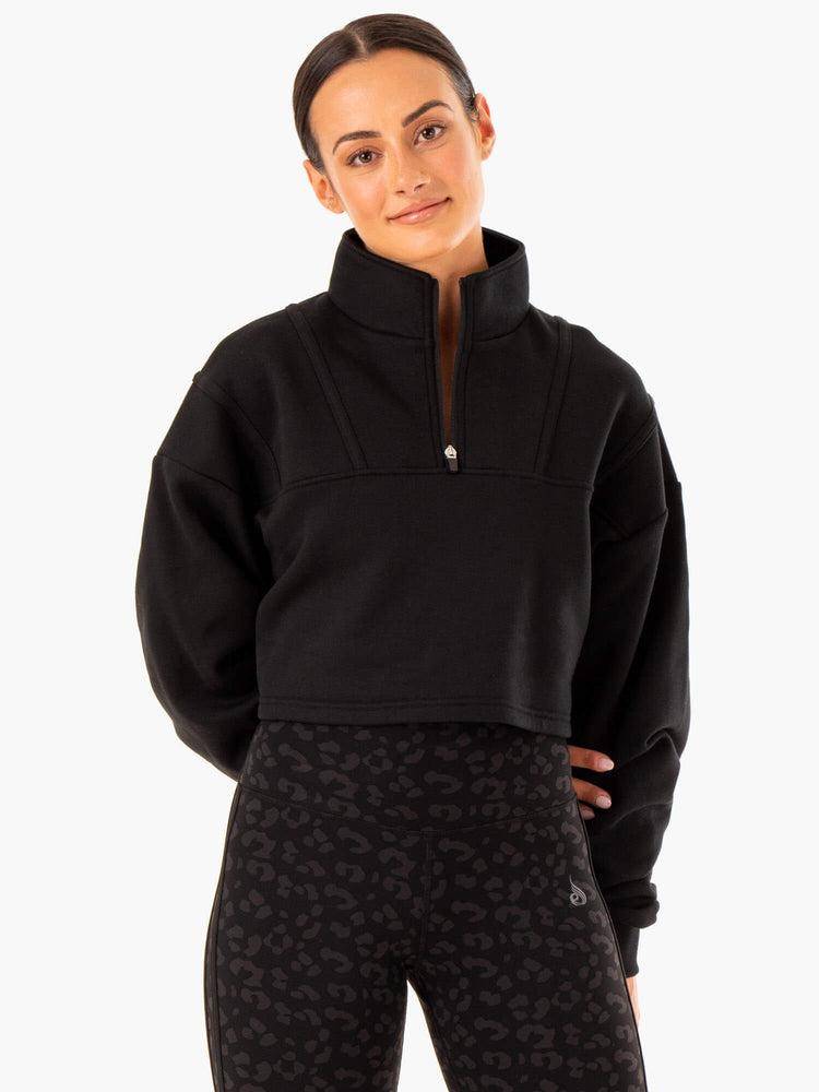 Ryderwear Women Sweaters Evolution Half Zip Women\'s Sweaters Black | CA1552XF