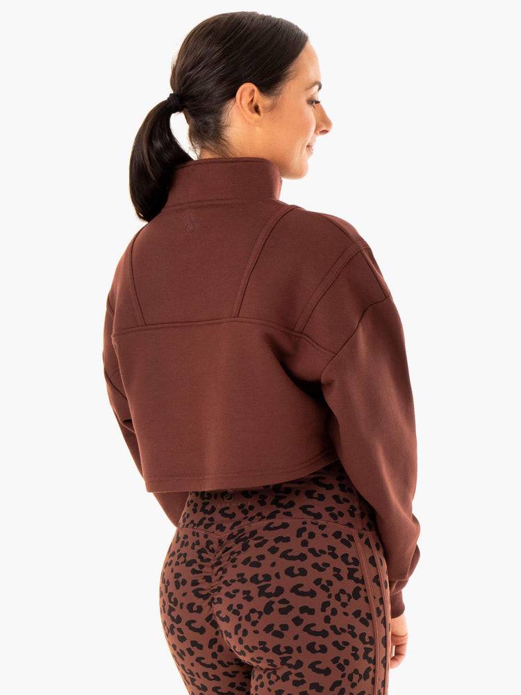 Ryderwear Women Sweaters Evolution Half Zip Women's Sweaters Chocolate | CA1569SO