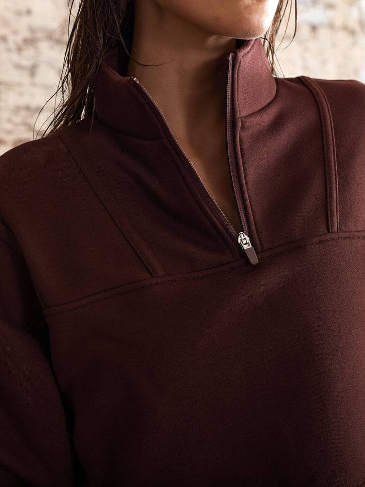 Ryderwear Women Sweaters Evolution Half Zip Women's Sweaters Chocolate | CA1569SO