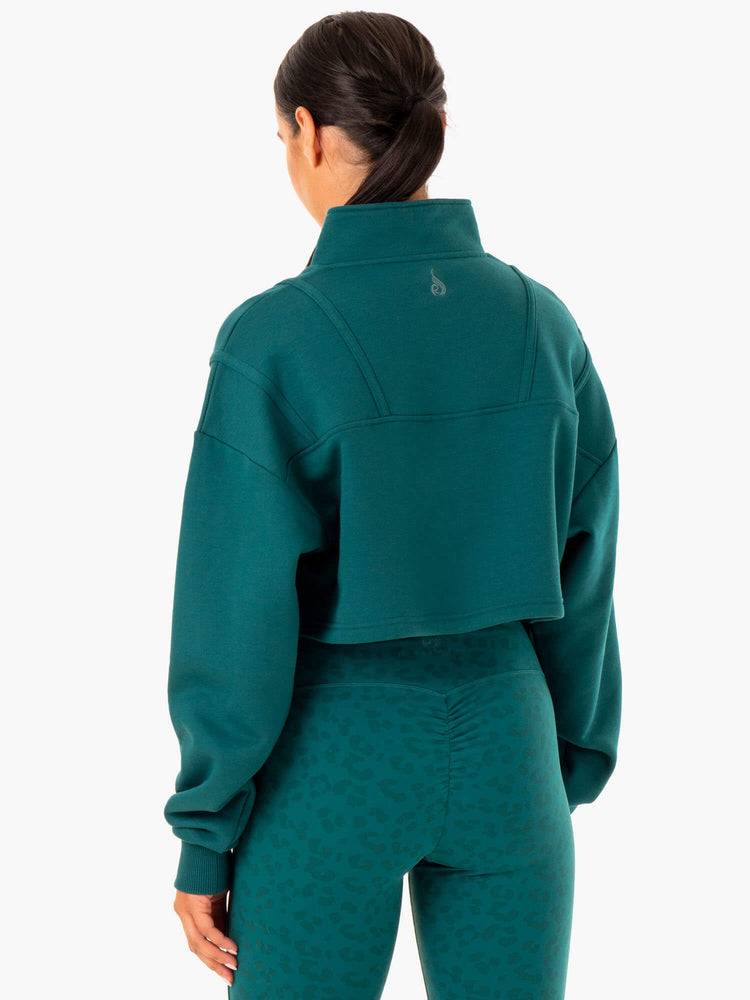 Ryderwear Women Sweaters Evolution Half Zip Women's Sweaters Teal | CA1571FM