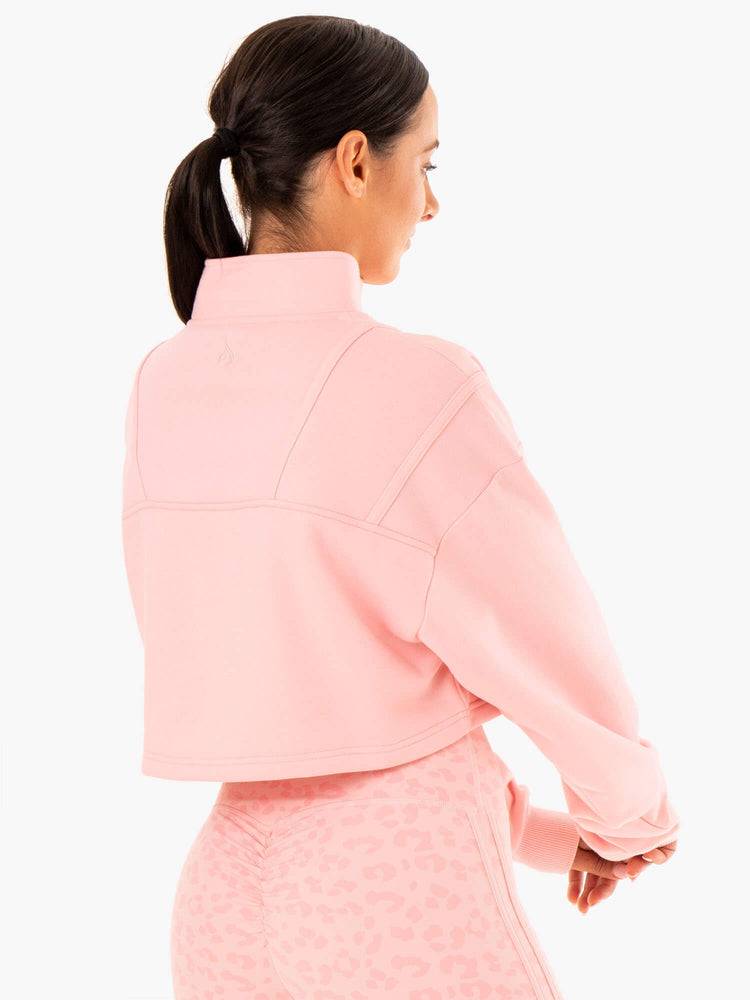 Ryderwear Women Sweaters Evolution Half Zip Women's Sweaters Pink | CA1579CE