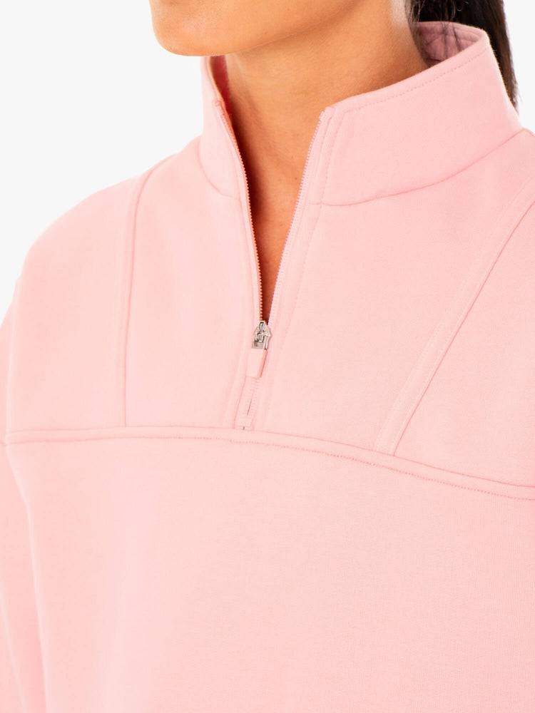 Ryderwear Women Sweaters Evolution Half Zip Women's Sweaters Pink | CA1579CE