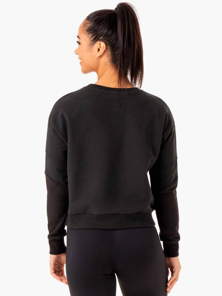 Ryderwear Women Sweaters Hybrid Pullover Jumper Women's Sweaters Black/Charcoal | CA1520GL