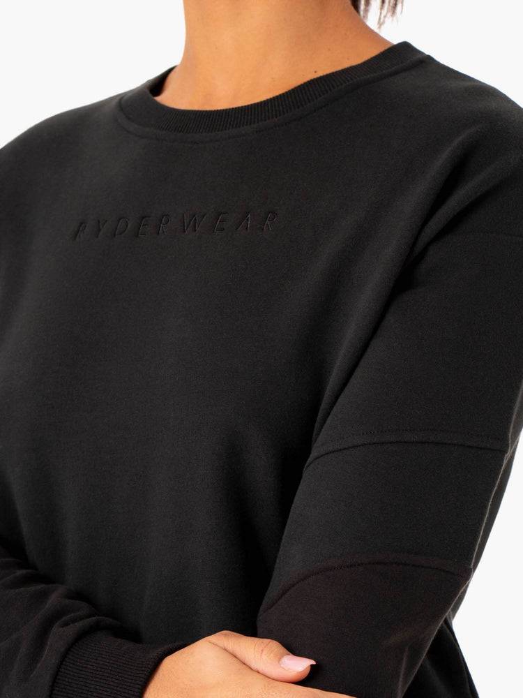 Ryderwear Women Sweaters Hybrid Pullover Jumper Women's Sweaters Black/Charcoal | CA1520GL