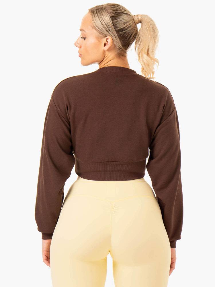 Ryderwear Women Sweaters Level Up Jumper Women's Sweaters Chocolate | CA1503BC