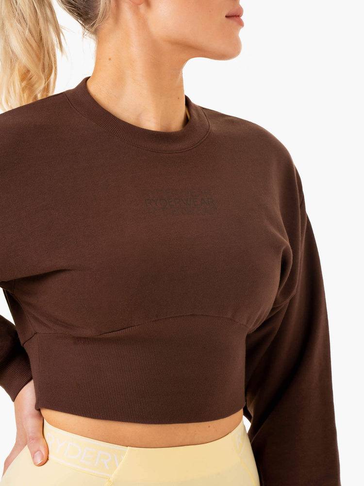 Ryderwear Women Sweaters Level Up Jumper Women's Sweaters Chocolate | CA1503BC