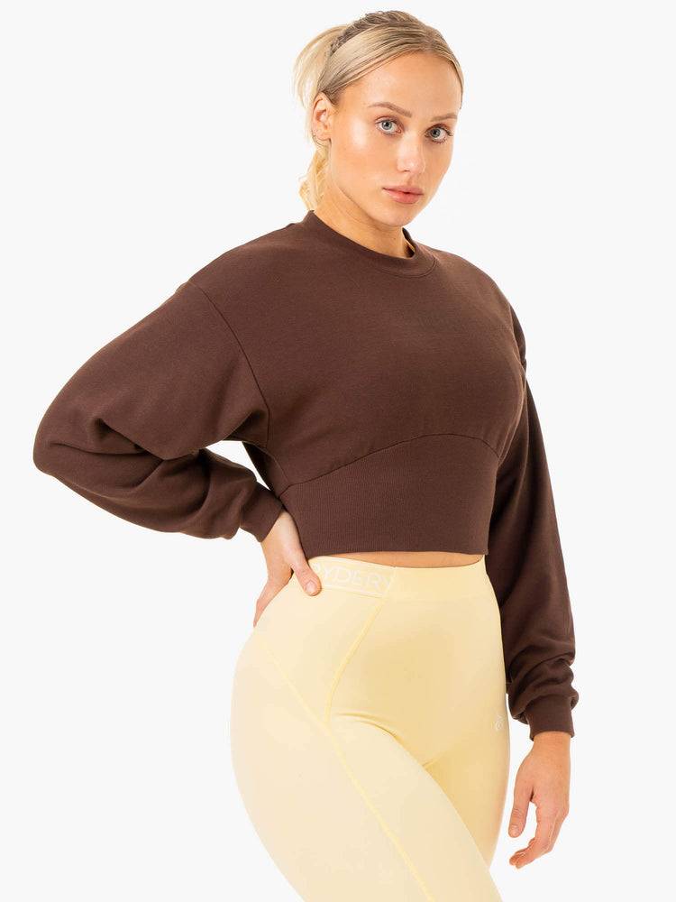 Ryderwear Women Sweaters Level Up Jumper Women\'s Sweaters Chocolate | CA1503BC