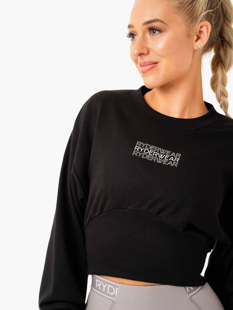 Ryderwear Women Sweaters Level Up Jumper Women's Sweaters Black | CA1576LH