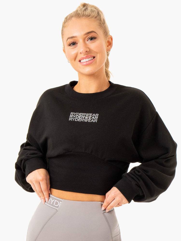 Ryderwear Women Sweaters Level Up Jumper Women's Sweaters Black | CA1576LH