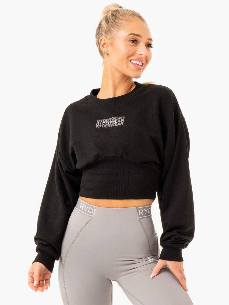 Ryderwear Women Sweaters Level Up Jumper Women\'s Sweaters Black | CA1576LH