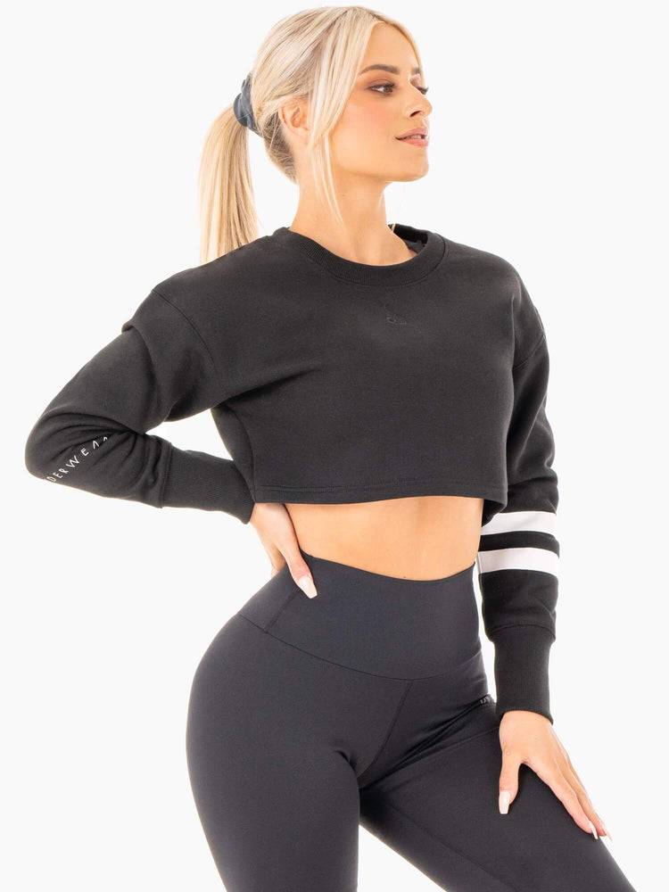 Ryderwear Women Sweaters Motion Cropped Women's Sweaters Black | CA1526XF