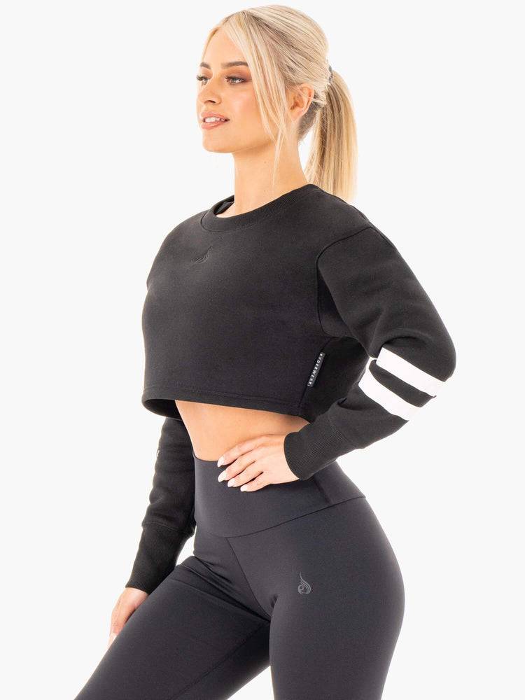 Ryderwear Women Sweaters Motion Cropped Women's Sweaters Black | CA1526XF