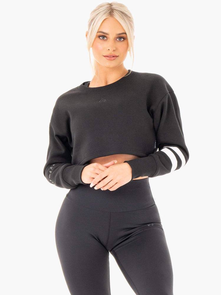 Ryderwear Women Sweaters Motion Cropped Women\'s Sweaters Black | CA1526XF