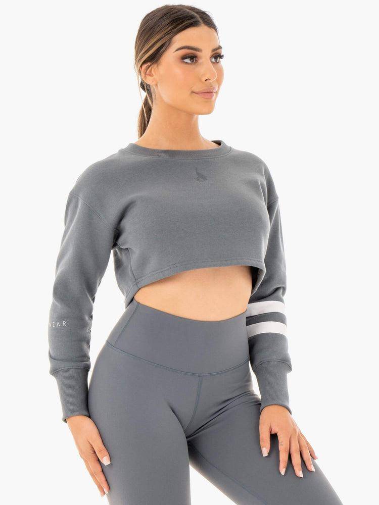 Ryderwear Women Sweaters Motion Cropped Women's Sweaters Charcoal | CA1527CE