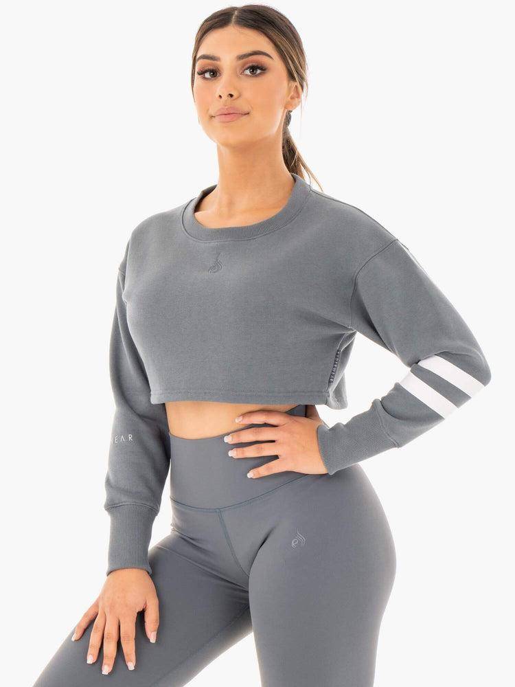 Ryderwear Women Sweaters Motion Cropped Women\'s Sweaters Charcoal | CA1527CE