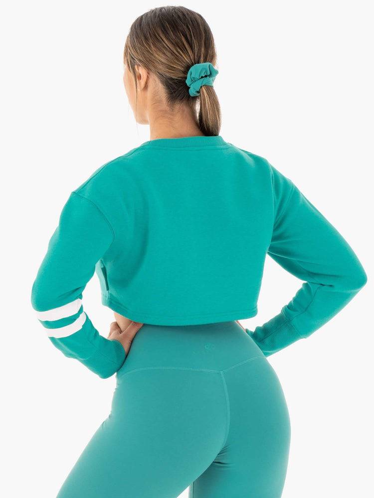 Ryderwear Women Sweaters Motion Cropped Women's Sweaters Teal | CA1528VD