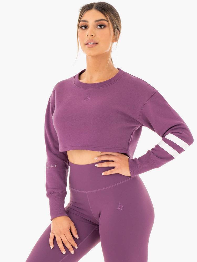 Ryderwear Women Sweaters Motion Cropped Women's Sweaters Purple | CA1530NB