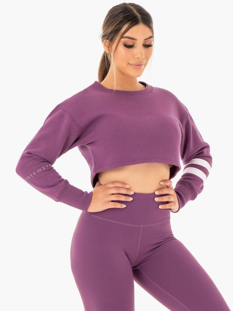 Ryderwear Women Sweaters Motion Cropped Women's Sweaters Purple | CA1530NB