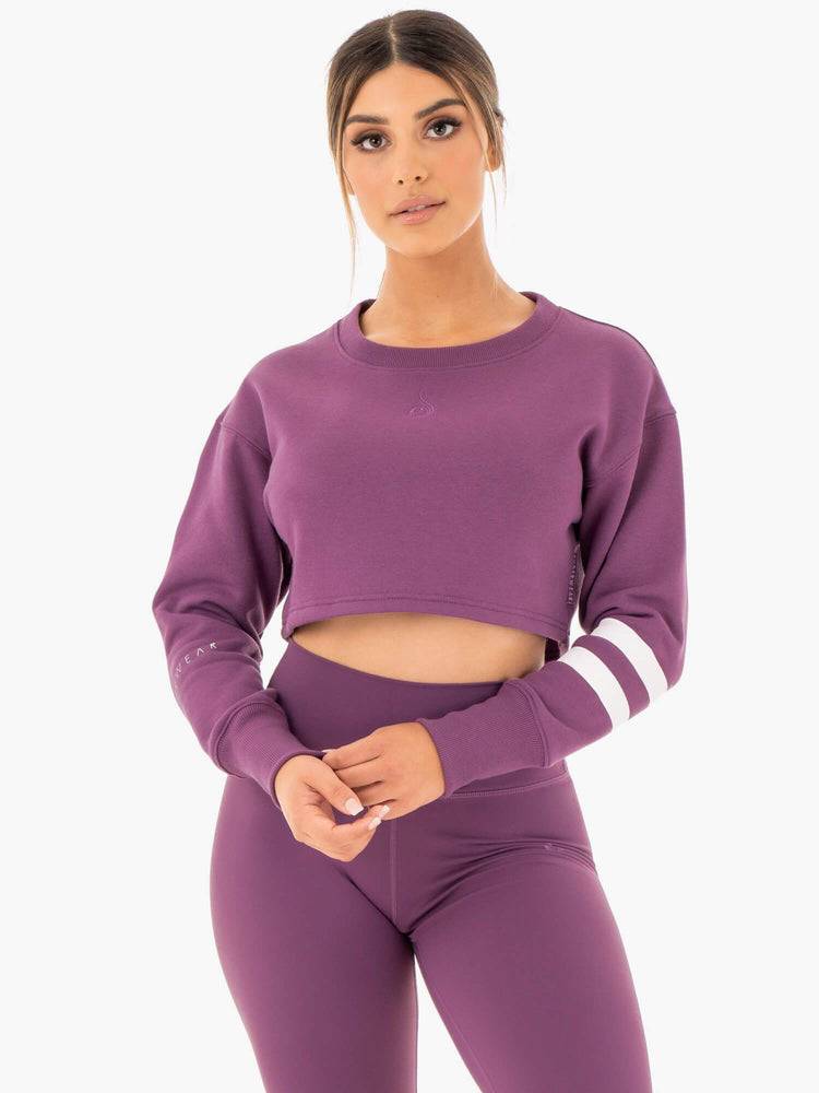 Ryderwear Women Sweaters Motion Cropped Women\'s Sweaters Purple | CA1530NB