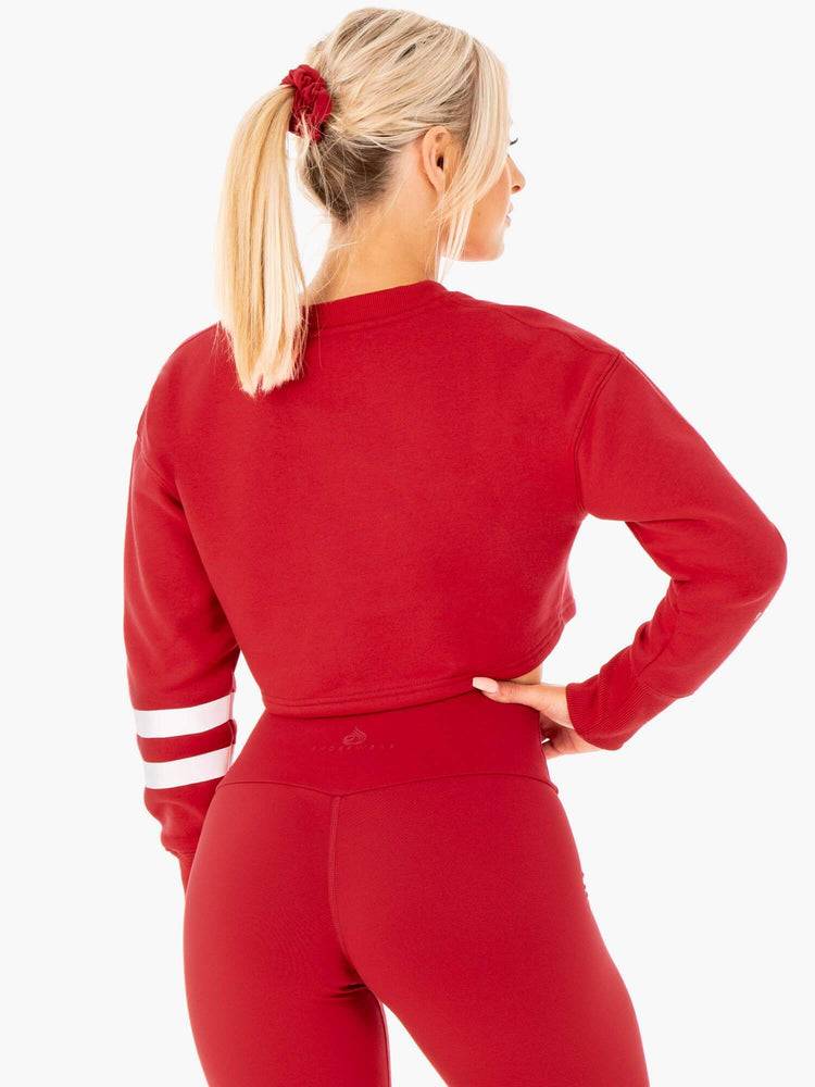 Ryderwear Women Sweaters Motion Cropped Women's Sweaters Red | CA1550LH