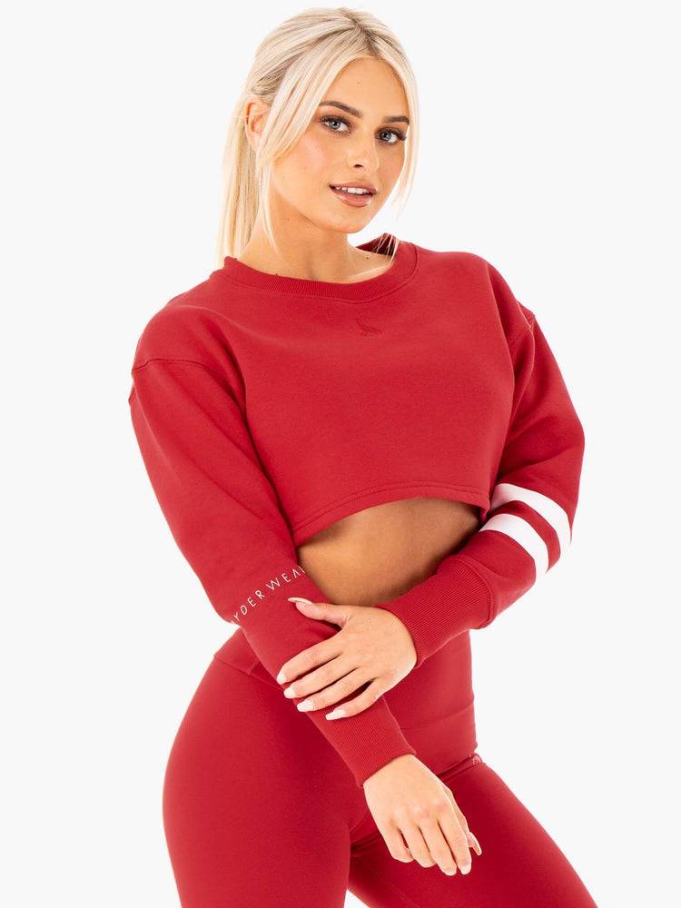 Ryderwear Women Sweaters Motion Cropped Women's Sweaters Red | CA1550LH