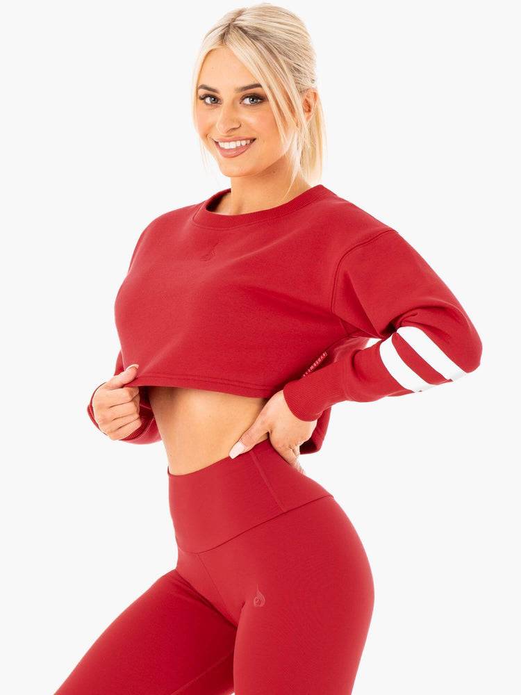 Ryderwear Women Sweaters Motion Cropped Women's Sweaters Red | CA1550LH