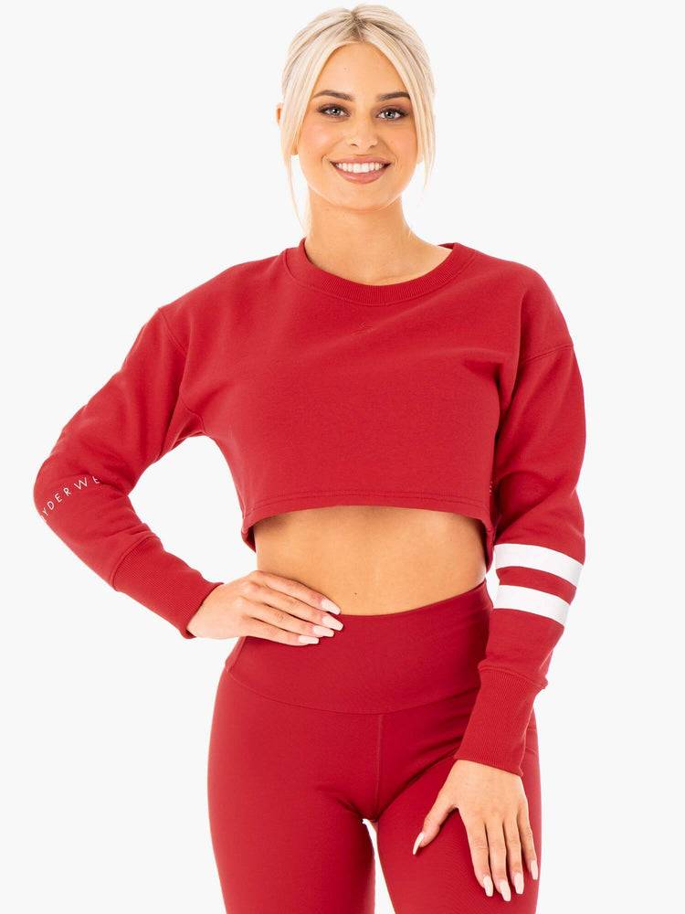 Ryderwear Women Sweaters Motion Cropped Women\'s Sweaters Red | CA1550LH