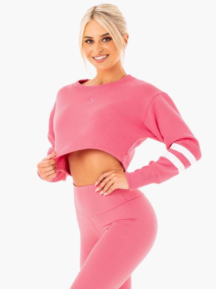 Ryderwear Women Sweaters Motion Cropped Women's Sweaters Pink Lemonade | CA1553CE