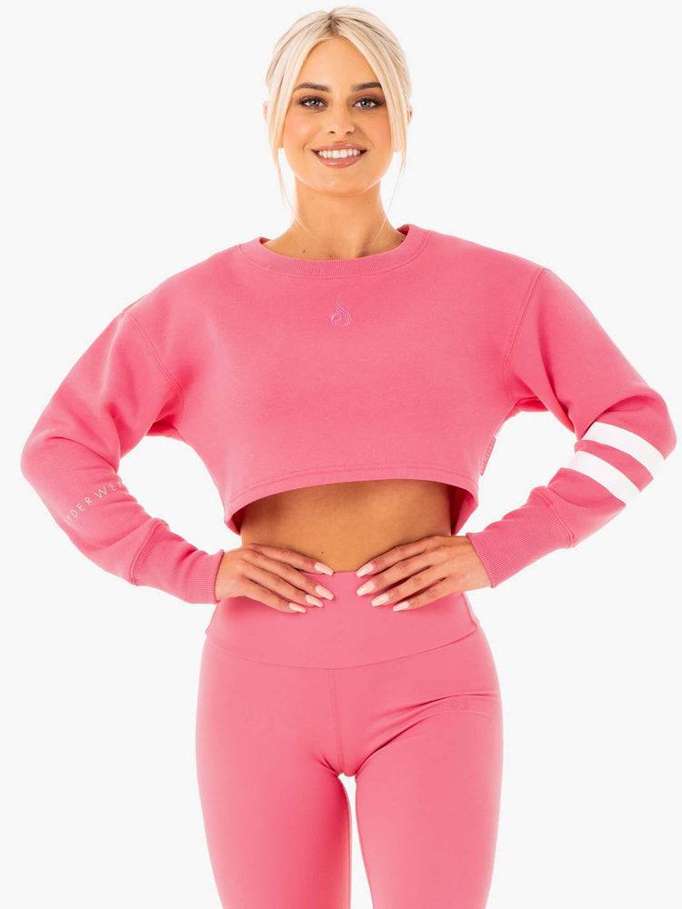 Ryderwear Women Sweaters Motion Cropped Women's Sweaters Pink Lemonade | CA1553CE