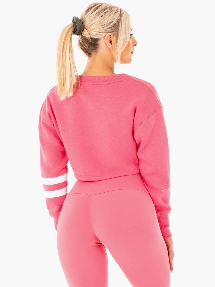 Ryderwear Women Sweaters Motion Cropped Women's Sweaters Pink Lemonade | CA1553CE