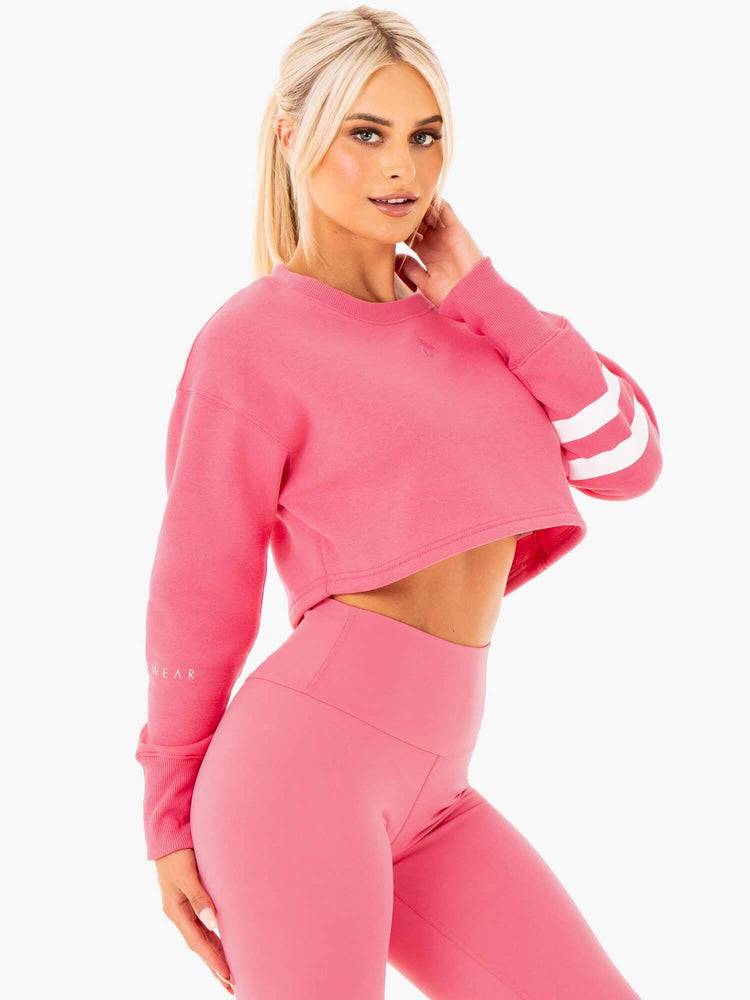 Ryderwear Women Sweaters Motion Cropped Women\'s Sweaters Pink Lemonade | CA1553CE