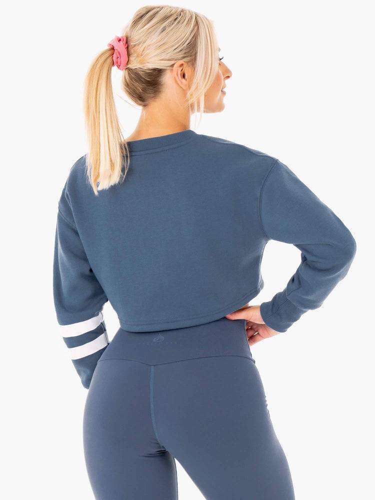 Ryderwear Women Sweaters Motion Cropped Women's Sweaters Steel Blue | CA1554VD