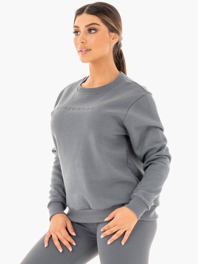 Ryderwear Women Sweaters Motion Oversized Women's Sweaters Charcoal | CA1541PQ