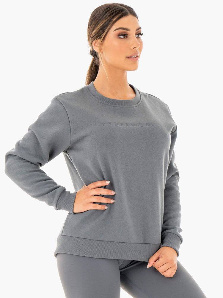 Ryderwear Women Sweaters Motion Oversized Women's Sweaters Charcoal | CA1541PQ