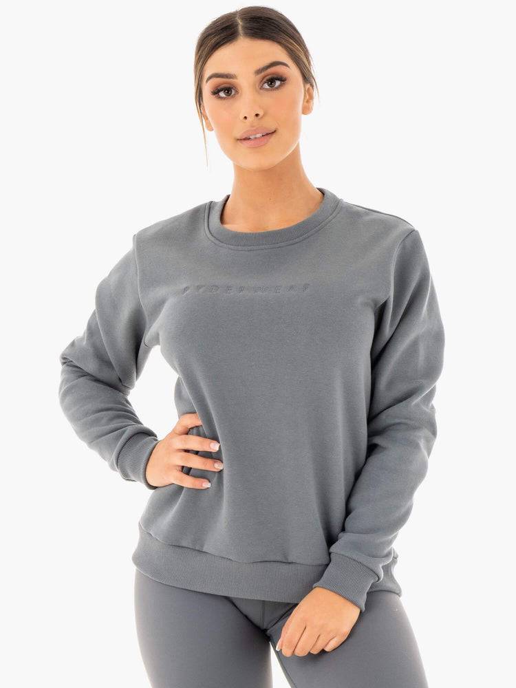 Ryderwear Women Sweaters Motion Oversized Women\'s Sweaters Charcoal | CA1541PQ