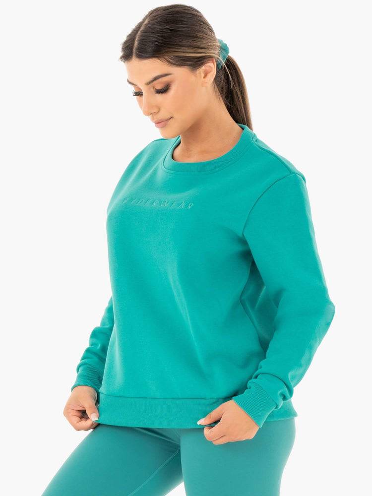 Ryderwear Women Sweaters Motion Oversized Women's Sweaters Teal | CA1543SO