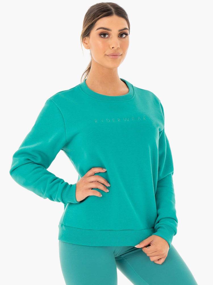 Ryderwear Women Sweaters Motion Oversized Women's Sweaters Teal | CA1543SO