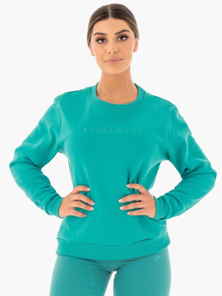 Ryderwear Women Sweaters Motion Oversized Women\'s Sweaters Teal | CA1543SO