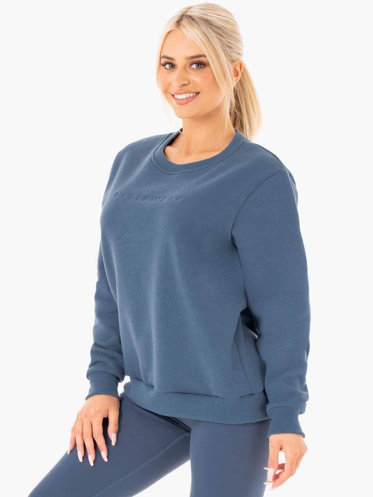 Ryderwear Women Sweaters Motion Oversized Women's Sweaters Steel Blue | CA1544DN