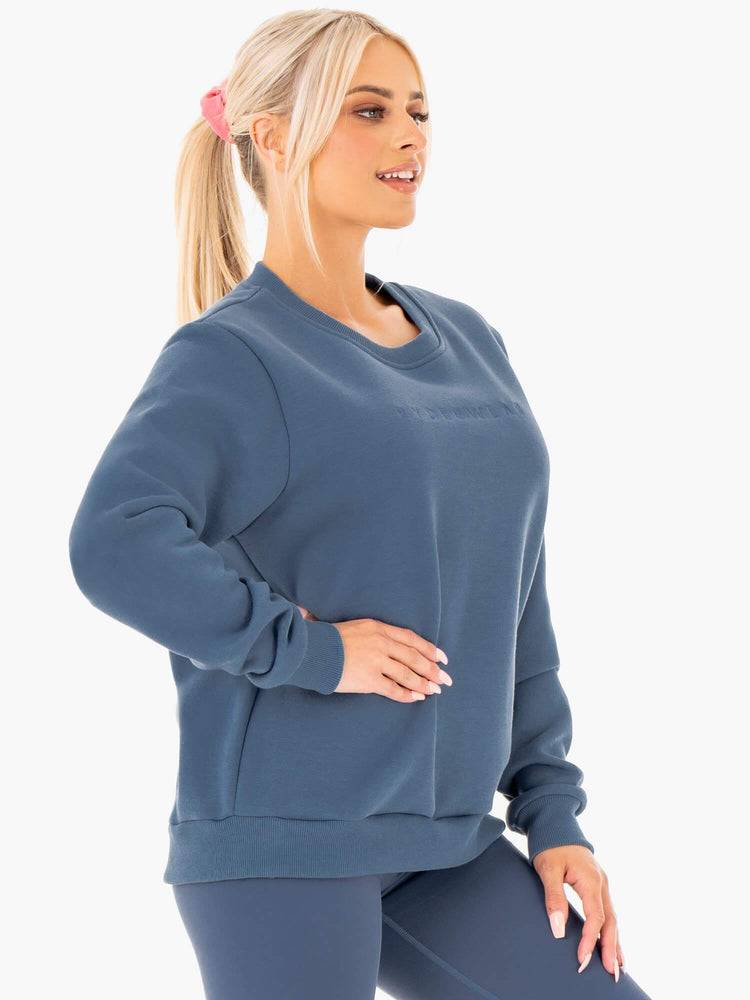 Ryderwear Women Sweaters Motion Oversized Women's Sweaters Steel Blue | CA1544DN