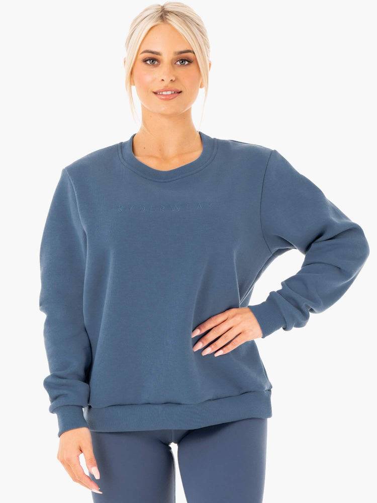 Ryderwear Women Sweaters Motion Oversized Women\'s Sweaters Steel Blue | CA1544DN