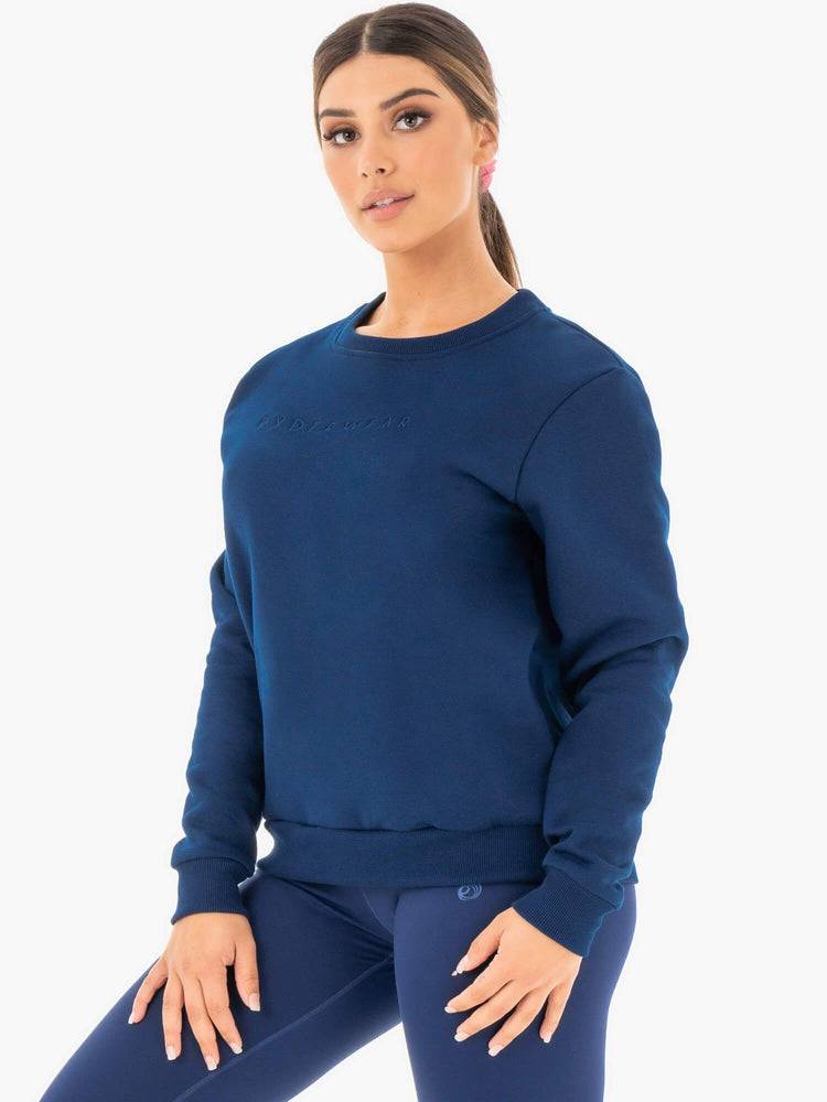 Ryderwear Women Sweaters Motion Oversized Women's Sweaters Navy | CA1545FM