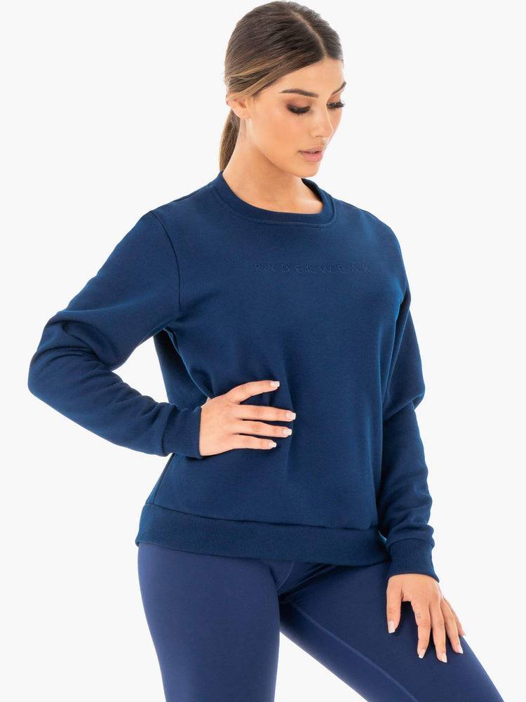 Ryderwear Women Sweaters Motion Oversized Women's Sweaters Navy | CA1545FM