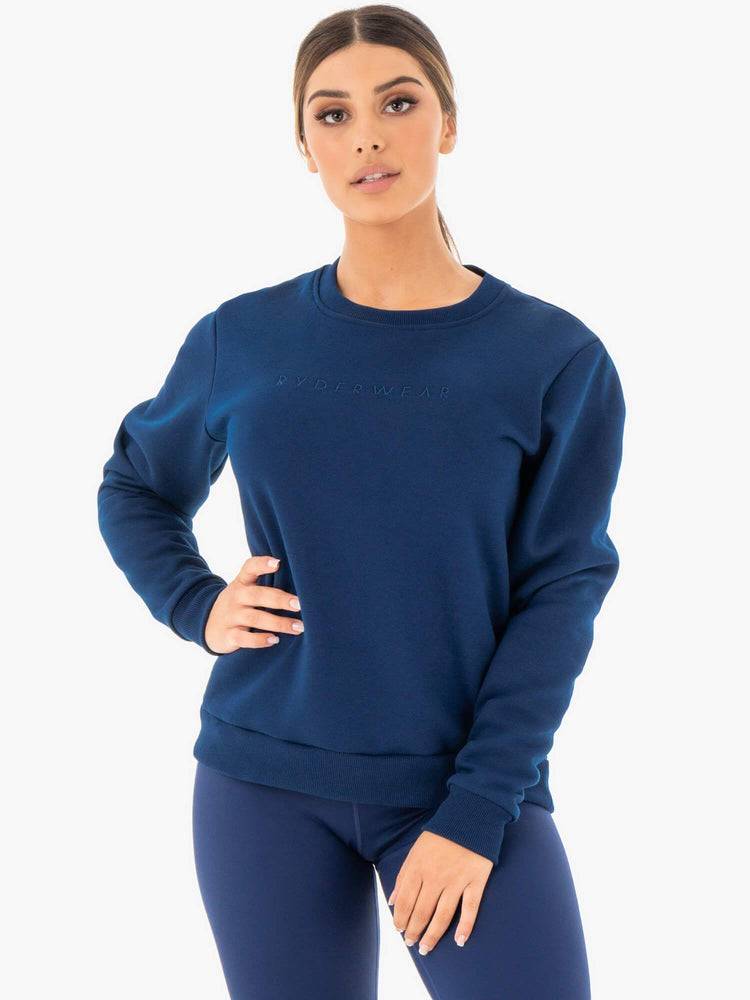 Ryderwear Women Sweaters Motion Oversized Women\'s Sweaters Navy | CA1545FM